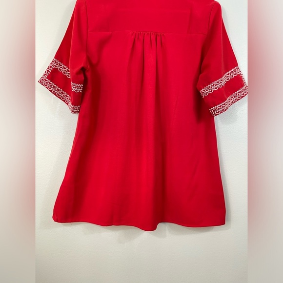 Liesl Women Casual Tops V Neck Short Sleeve Boho Print Shirts Summer Blouses Red - Picture 12 of 14